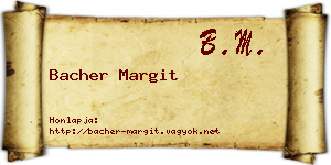 Bacher Margit névjegykártya